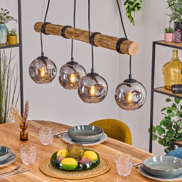 Koyoto Pendelleuchte Glas 15 cm Naturfarben, Schwarz, 4-flammig Koyoto Pendelleuchte Glas 15 cm Naturfarben, Schwarz, 4-flammig