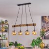 Ripoll Pendelleuchte Glas 15 cm Naturfarben, Schwarz, 4-flammig