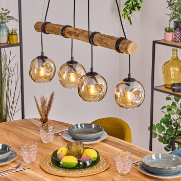 Ripoll Pendelleuchte Glas 15 cm Naturfarben, Schwarz, 4-flammig Ripoll Pendelleuchte Glas 15 cm Naturfarben, Schwarz, 4-flammig