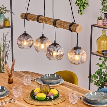 Koyoto Pendelleuchte Glas 15 cm Naturfarben, Schwarz, 4-flammig Koyoto Pendelleuchte Glas 15 cm Naturfarben, Schwarz, 4-flammig