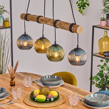 Koyoto Pendelleuchte Glas 15 cm Naturfarben, Schwarz, 4-flammig Koyoto Pendelleuchte Glas 15 cm Naturfarben, Schwarz, 4-flammig