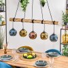 Ripoll Pendelleuchte Glas 15 cm Naturfarben, Schwarz, 5-flammig