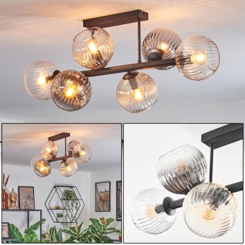 Koyoto Deckenleuchte Glas 15 cm Bernsteinfarben, Klar, Rauchfarben, 6-flammig