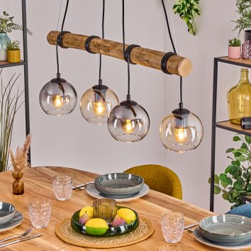 Koyoto Pendelleuchte Glas 15 cm Naturfarben, Schwarz, 4-flammig