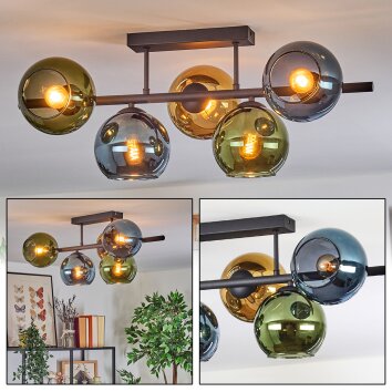 Koyoto Deckenleuchte Glas 15 cm Blau, Gold, Grün, 5-flammig