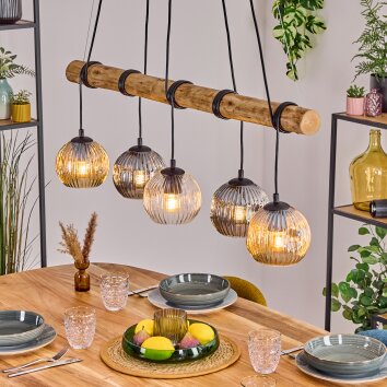 Ripoll Pendelleuchte Glas 15 cm Naturfarben, Schwarz, 5-flammig Ripoll Pendelleuchte Glas 15 cm Naturfarben, Schwarz, 5-flammig