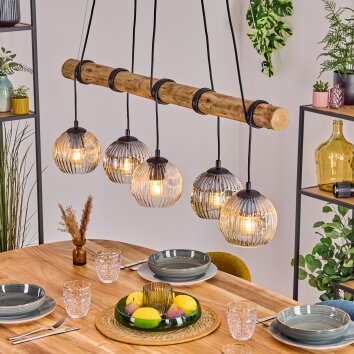 Ripoll Pendelleuchte Glas 15 cm Naturfarben, Schwarz, 5-flammig Ripoll Pendelleuchte Glas 15 cm Naturfarben, Schwarz, 5-flammig