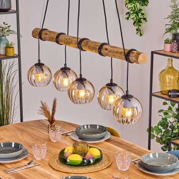 Koyoto Pendelleuchte Glas 15 cm Naturfarben, Schwarz, 5-flammig Koyoto Pendelleuchte Glas 15 cm Naturfarben, Schwarz, 5-flammig
