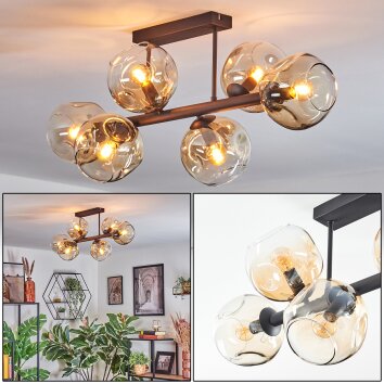 Ripoll Deckenleuchte Glas 15 cm Bernsteinfarben, Klar, 6-flammig