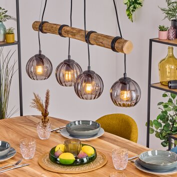 Koyoto Pendelleuchte Glas 15 cm Naturfarben, Schwarz, 4-flammig