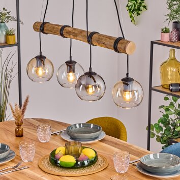 Koyoto Pendelleuchte Glas 15 cm Naturfarben, Schwarz, 4-flammig