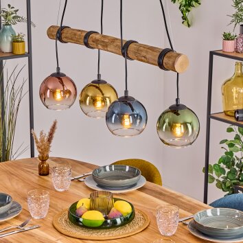 Koyoto Pendelleuchte Glas 15 cm Naturfarben, Schwarz, 4-flammig Koyoto Pendelleuchte Glas 15 cm Naturfarben, Schwarz, 4-flammig