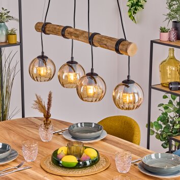 Koyoto Pendelleuchte Glas 15 cm Naturfarben, Schwarz, 4-flammig Koyoto Pendelleuchte Glas 15 cm Naturfarben, Schwarz, 4-flammig