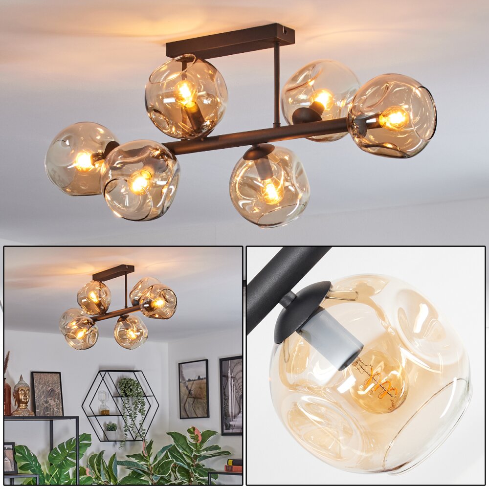 Ripoll Deckenleuchte Glas 15 cm Bernsteinfarben, 6-flammig main product photo