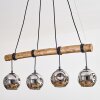Ripoll Pendelleuchte Glas 15 cm Naturfarben, Schwarz, 4-flammig