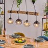 Koyoto Pendelleuchte Glas 15 cm Naturfarben, Schwarz, 4-flammig