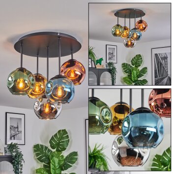 Ripoll Deckenleuchte Glas 15 cm Blau, Chrom, Gold, Grün, Kupferfarben, Rauchfarben, 5-flammig