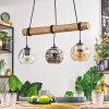 Ripoll Pendelleuchte Glas 15 cm Naturfarben, Schwarz, 3-flammig
