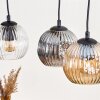 Ripoll Pendelleuchte Glas 15 cm Naturfarben, Schwarz, 3-flammig