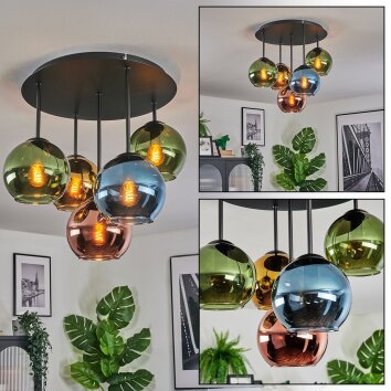 Koyoto Deckenleuchte Glas 15 cm Blau, Gold, Grün, Kupferfarben, 5-flammig