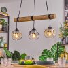 Ripoll Pendelleuchte Glas 15 cm Naturfarben, Schwarz, 3-flammig