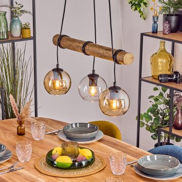 Koyoto Pendelleuchte Glas 15 cm Naturfarben, Schwarz, 3-flammig