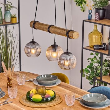 Koyoto Pendelleuchte Glas 15 cm Naturfarben, Schwarz, 3-flammig Koyoto Pendelleuchte Glas 15 cm Naturfarben, Schwarz, 3-flammig