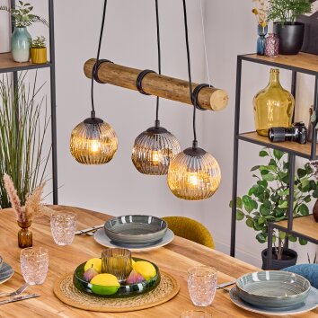 Ripoll Pendelleuchte Glas 15 cm Naturfarben, Schwarz, 3-flammig Ripoll Pendelleuchte Glas 15 cm Naturfarben, Schwarz, 3-flammig