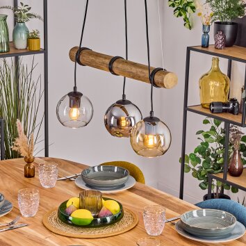 Koyoto Pendelleuchte Glas 15 cm Naturfarben, Schwarz, 3-flammig