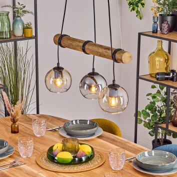 Koyoto Pendelleuchte Glas 15 cm Naturfarben, Schwarz, 3-flammig Koyoto Pendelleuchte Glas 15 cm Naturfarben, Schwarz, 3-flammig