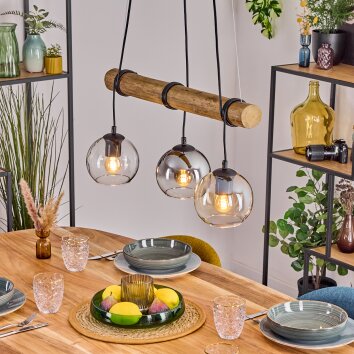 Koyoto Pendelleuchte Glas 15 cm Naturfarben, Schwarz, 3-flammig