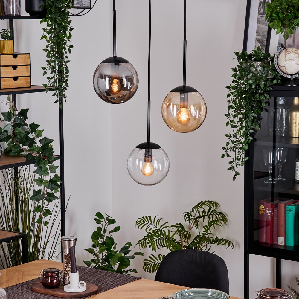 Gastor Hängeleuchte Glas 15 cm Bernsteinfarben, Klar, Rauchfarben, 3-flammig main product photo