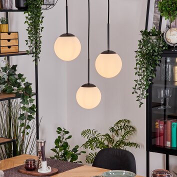 Gastor Hängeleuchte Glas 15 cm Weiß, 3-flammig