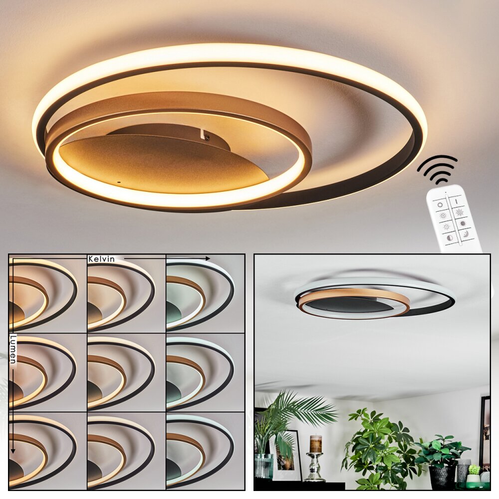 Trapani Deckenleuchte LED Gold, Schwarz, 1-flammig, Fernbedienung main product photo