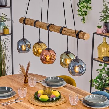 Ripoll Pendelleuchte Glas 15 cm Naturfarben, Schwarz, 5-flammig Ripoll Pendelleuchte Glas 15 cm Naturfarben, Schwarz, 5-flammig