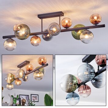 Chehalis Deckenleuchte Glas 10 cm, 12 cm, 15 cm Blau, Grün, Klar, Kupferfarben, 10-flammig Chehalis Deckenleuchte Glas 10 cm, 12 cm, 15 cm Blau, Grün, Klar, Kupferfarben, 10-flammig