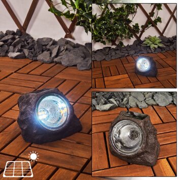 Sameo Solar-Steinleuchte LED Braun, Grau, 4-flammig