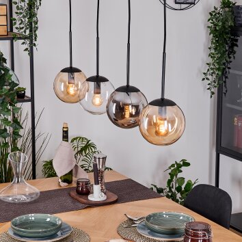 Gastor Hängeleuchte Glas 15 cm Bernsteinfarben, Klar, Rauchfarben, 4-flammig