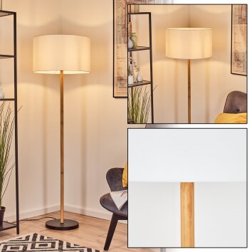 Flemming Stehleuchte 50 cm Naturfarben, Schwarz, 1-flammig