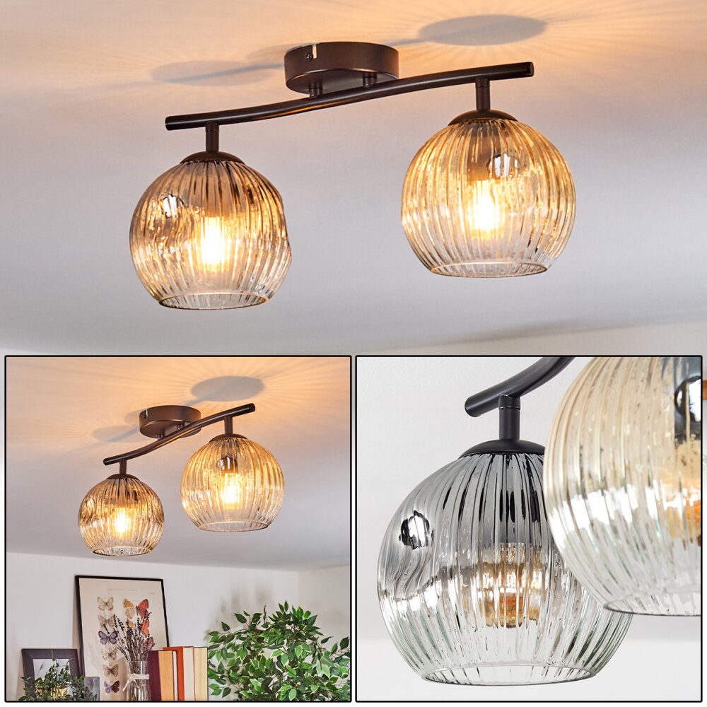 Ripoll Deckenleuchte Glas 15 cm Bernsteinfarben, Klar, Rauchfarben, 2-flammig main product photo