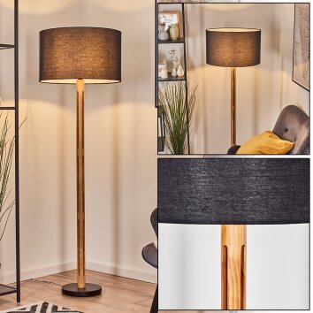 Flemming Stehleuchte 50 cm Naturfarben, Schwarz, 1-flammig