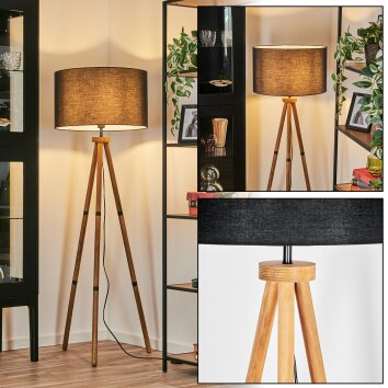 Flemming Stehleuchte 50 cm Holz dunkel, Schwarz, 1-flammig Flemming Stehleuchte 50 cm Holz dunkel, Schwarz, 1-flammig
