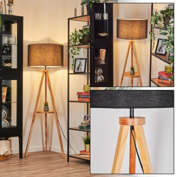 Flemming Stehleuchte 50 cm Naturfarben, Schwarz, 1-flammig Flemming Stehleuchte 50 cm Naturfarben, Schwarz, 1-flammig