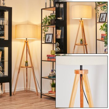 Flemming Stehleuchte 50 cm Naturfarben, Schwarz, 1-flammig Flemming Stehleuchte 50 cm Naturfarben, Schwarz, 1-flammig