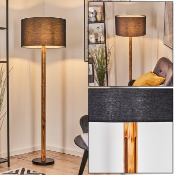 Flemming Stehleuchte 50 cm Naturfarben, Schwarz, 1-flammig