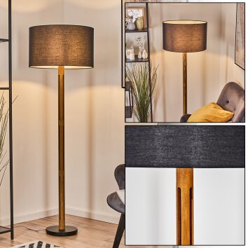 Flemming Stehleuchte 50 cm Braun, Naturfarben, Schwarz, 1-flammig