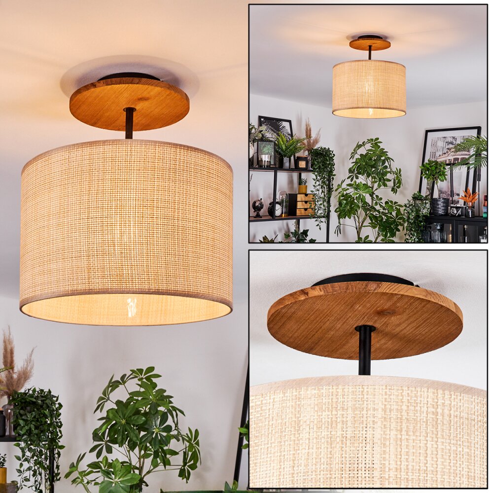 Sabadim Deckenleuchte 35 cm Naturfarben, Schwarz, 1-flammig main product photo