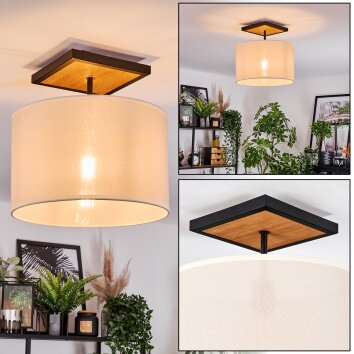 Bassagoda Deckenleuchte 35 cm Naturfarben, Schwarz, 1-flammig