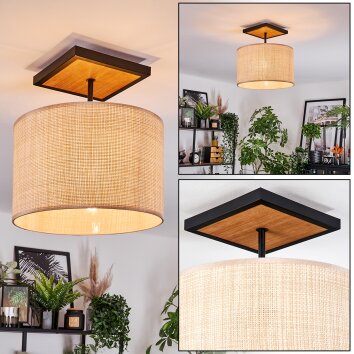 Sabadim Deckenleuchte 35 cm Naturfarben, Schwarz, 1-flammig