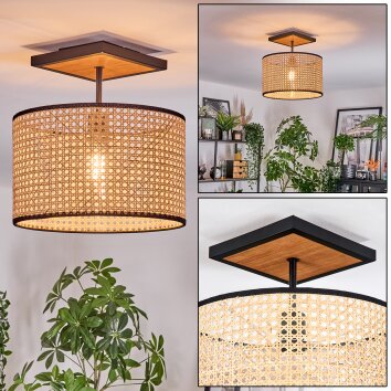 Ramila Deckenleuchte 35 cm Naturfarben, Schwarz, 1-flammig
